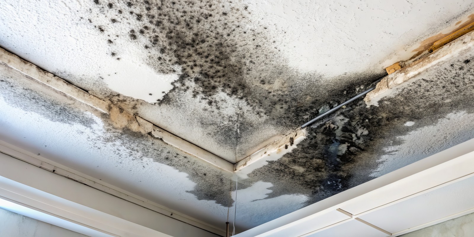 mold growth on ceiling and walls bathroom